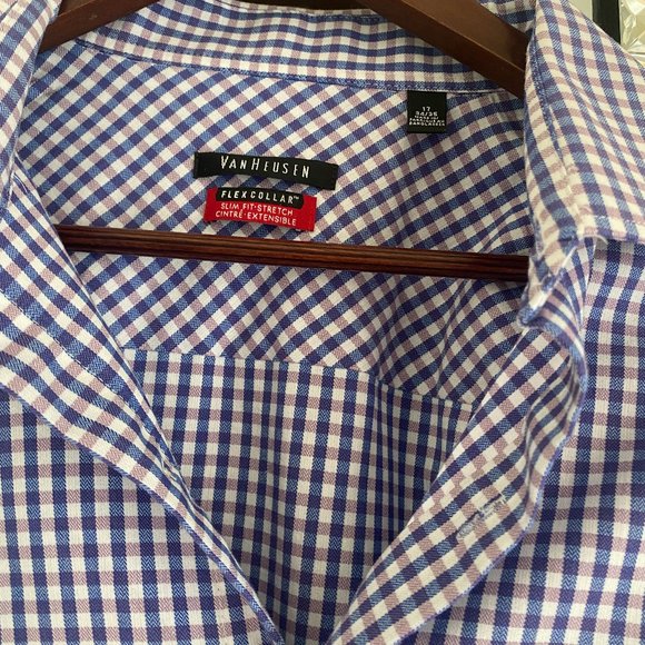 Mens Van Heusen dress shirt size 17 slim fit like NEW - Picture 2 of 3